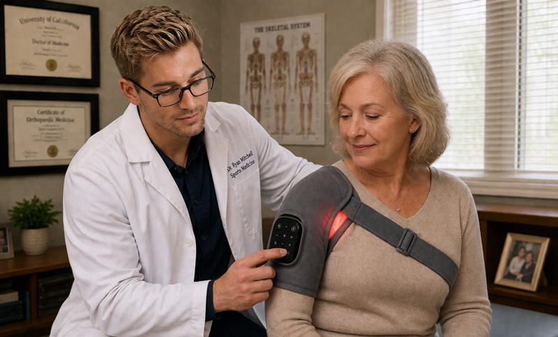 Man in severe shoulder pain late at night